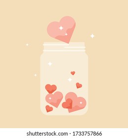 Donation jar concept vector illustration sign. Charity awareness campaign activity and community collecting donations. Patron support for development and growth.