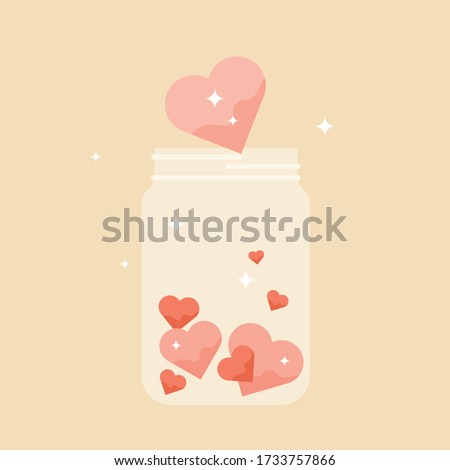 Donation jar concept vector illustration sign. Charity awareness campaign activity and community collecting donations. Patron support for development and growth.