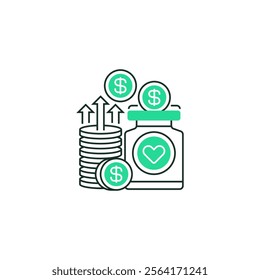 Donation Jar Line Icon. linear style sign for mobile concept and web design. Outline vector icon.