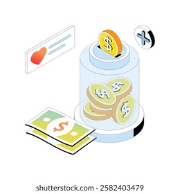 Donation Jar  vector Gradient isometric Style illustration. Eps 10 File