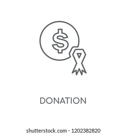 Donation linear icon. Donation concept stroke symbol design. Thin graphic elements vector illustration, outline pattern on a white background, eps 10.