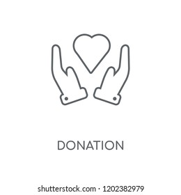 Donation linear icon. Donation concept stroke symbol design. Thin graphic elements vector illustration, outline pattern on a white background, eps 10.
