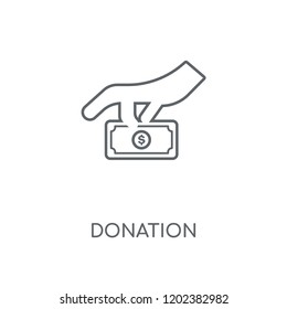 Donation linear icon. Donation concept stroke symbol design. Thin graphic elements vector illustration, outline pattern on a white background, eps 10.