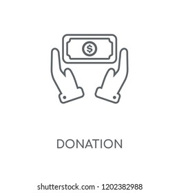 Donation linear icon. Donation concept stroke symbol design. Thin graphic elements vector illustration, outline pattern on a white background, eps 10.