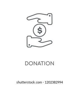 Donation linear icon. Donation concept stroke symbol design. Thin graphic elements vector illustration, outline pattern on a white background, eps 10.