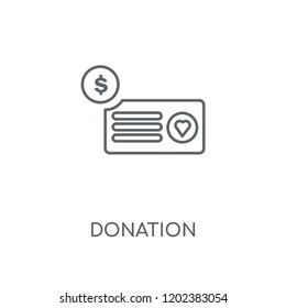 Donation linear icon. Donation concept stroke symbol design. Thin graphic elements vector illustration, outline pattern on a white background, eps 10.
