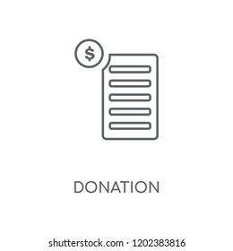 Donation linear icon. Donation concept stroke symbol design. Thin graphic elements vector illustration, outline pattern on a white background, eps 10.