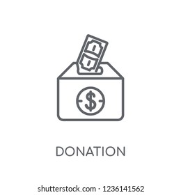Donation linear icon. Modern outline Donation logo concept on white background from Cryptocurrency economy and finance collection. Suitable for use on web apps, mobile apps and print media.