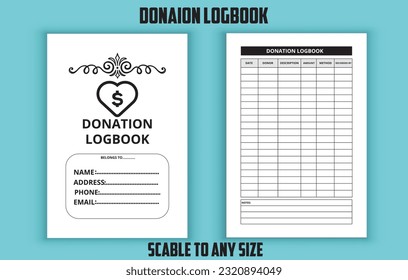 DOnation logbook. DOnation tracker. Low content kdp interior design template