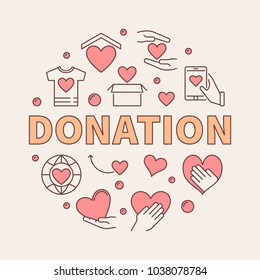 Donation modern colored round illustration. Donating money vector circular creative sign