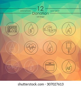 donation modern icons for mobile interface on triangle background