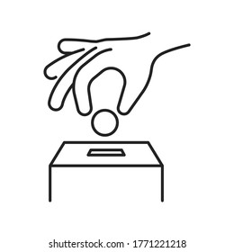 Donation money black line icon. Charity concept. Сontribution aid. Fundraising. Pictogram for web page, mobile app, promo. 