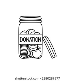Donation money black line icon. Pictogram for web page, mobile app, promo.