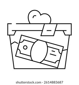 donation money line icon vector. donation money sign. isolated contour symbol black illustration