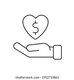 Donation of money linear icon. Surgical medicine. Thin line customizable illustration. Contour symbol. Vector isolated outline drawing. Editable stroke