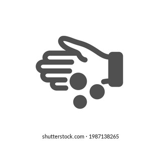 Donation money simple icon. Tips money sign. Giving cash hand symbol. Classic flat style. Quality design element. Simple donation money icon. Vector
