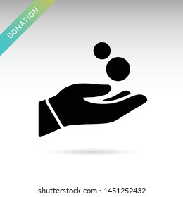 Donation money solid Icon on white background. Vector isolated element.