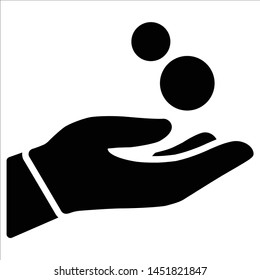 Donation money solid Icon on white background. Vector isolated element.