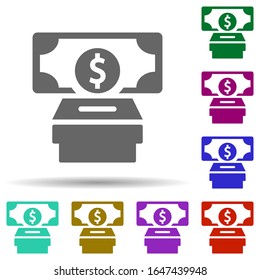 Donación en ícono de estilo multicolor. Glifo simple, vector plano de iconos de la religiosidad mundial para ui y ux, sitio web o aplicación móvil