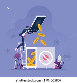 Donation online for corona virus outbreak (covid-19), Businessman Donation money online with smartphone