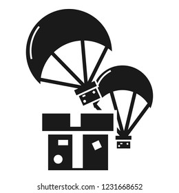 Donation parachute box icon. Simple illustration of donation parachute box vector icon for web design isolated on white background
