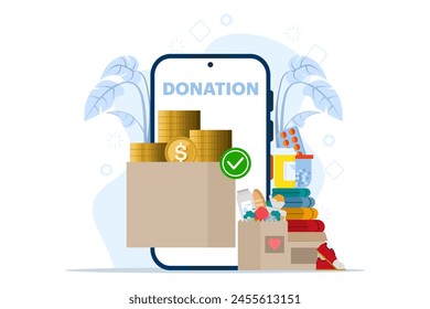 Donation, philanthropy, crowdfunding concept. Collection of fundraising abstract vector illustrations. Crowdsourcing, raising money on the internet, financial support and charity project metaphor.