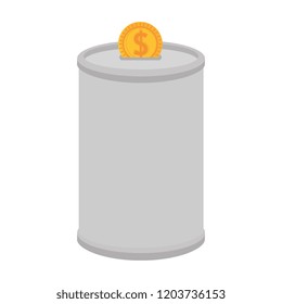 donation pot with coins