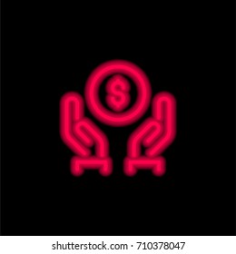Donation red glowing neon ui ux icon. Glowing sign logo vector