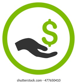 Donation rounded icon. Vector illustration style is flat iconic bicolor symbol, eco green and gray colors, white background.