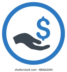 Donation rounded icon. Vector illustration style is flat iconic bicolor symbol, smooth blue colors, white background.