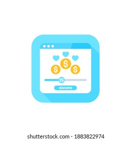 Donation service, donate online icon, vector
