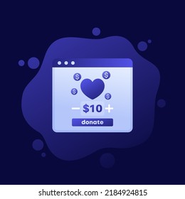 Donation Service, Donate Online Icon, Vector Design