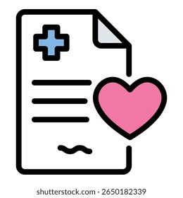 Donation test icon flat line style illustration representing health screening and eligibility assessment for donations, suitable for medical campaigns, blood drives, and healthcare services projects