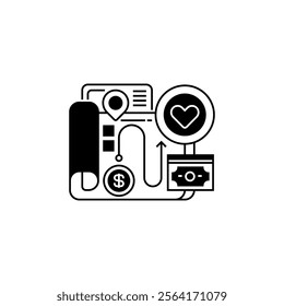 Donation Tracker Line Icon. linear style sign for mobile concept and web design. Outline vector icon.