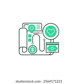 Donation Tracker Line Icon. linear style sign for mobile concept and web design. Outline vector icon.