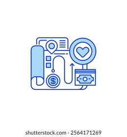 Donation Tracker Line Icon. linear style sign for mobile concept and web design. Outline vector icon.