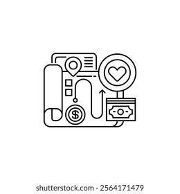 Donation Tracker Line Icon. linear style sign for mobile concept and web design. Outline vector icon.