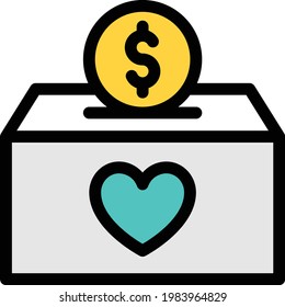 donation vector color line icon