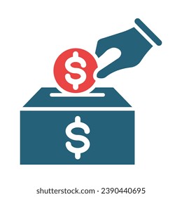 Donation Vector Glyph Two Color Icon For Personal And Commercial Use.
