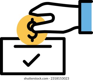 Spende Vektorgrafik auf transparentem Hintergrund. Hochwertige Symbole. Zeilenfarbige Vektorsymbole für Konzept und Grafikdesign.