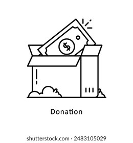 Donation vector  outline icon style illustration. Symbol on White background EPS 10 File