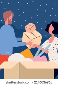 donation volunteers community with boxes