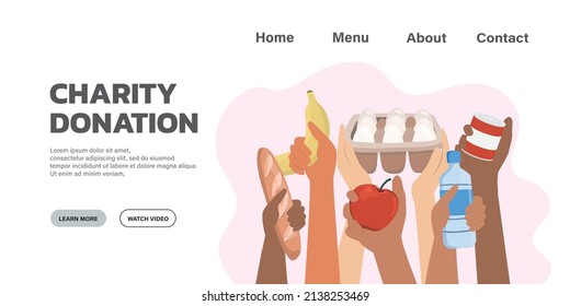 Donación y voluntarios trabajan conjunto de ilustraciones conceptuales, como compartir amor, comida a la gente. perfecto para banner, diseño de páginas web y portada