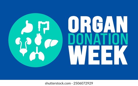 ​ Organspendewoche findet jedes Jahr im September statt. Urlaubskonzept. Vorlage für Hintergrund, Banner, Karte, Poster, Plakat, Designvorlage mit einzigartigen Formen mit Standardfarbe.