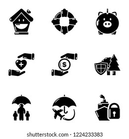 Donation wherewithal icons set. Simple set of 9 donation wherewithal vector icons for web isolated on white background