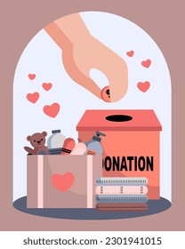 Donations to charity. Fundraising for volunteer work. Account, donation box. Funding of volunteer organizations. Money to support poor, helpless, disabled, homeless