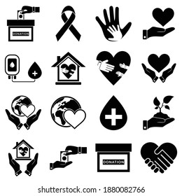 símbolo vector conjunto de iconos de donaciones y beneficencia