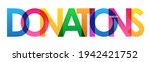 DONATIONS colorful vector typography banner isolated on white background