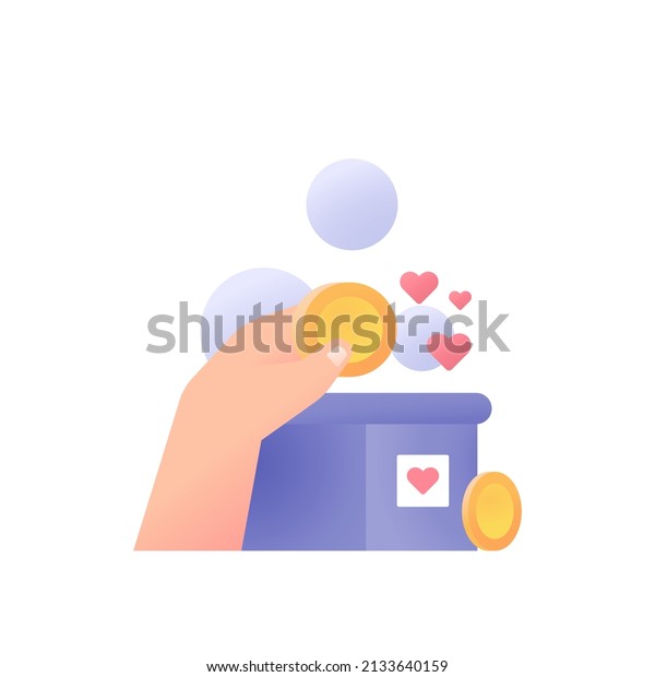 donations,\
humanitarian aid, alms. donation box. a benefactor donates money.\
money donation. economic aid. donors and volunteers. charity event.\
flat cartoon illustration. concept\
design