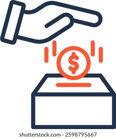 Donations Icon Color Line Vector Illustration